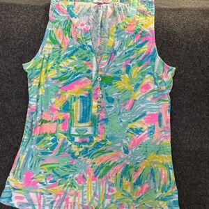 Lilly Pulitzer Tropical Print Sleeveless Top
